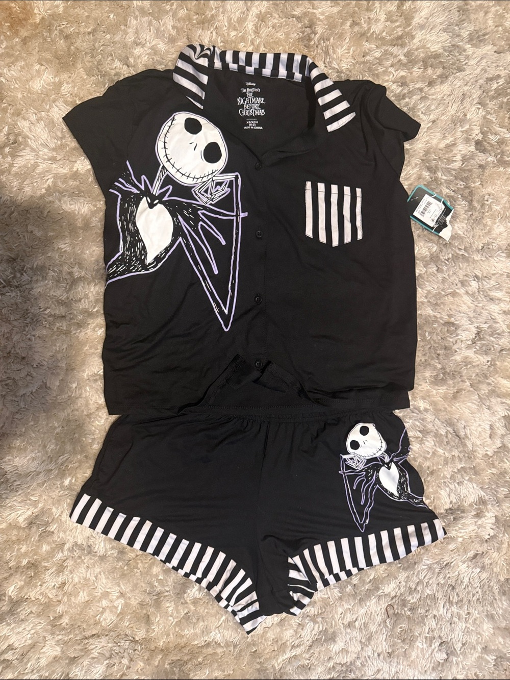 Disney The Nightmare Before Christmas Black & White Jack Skellington Pajama Set